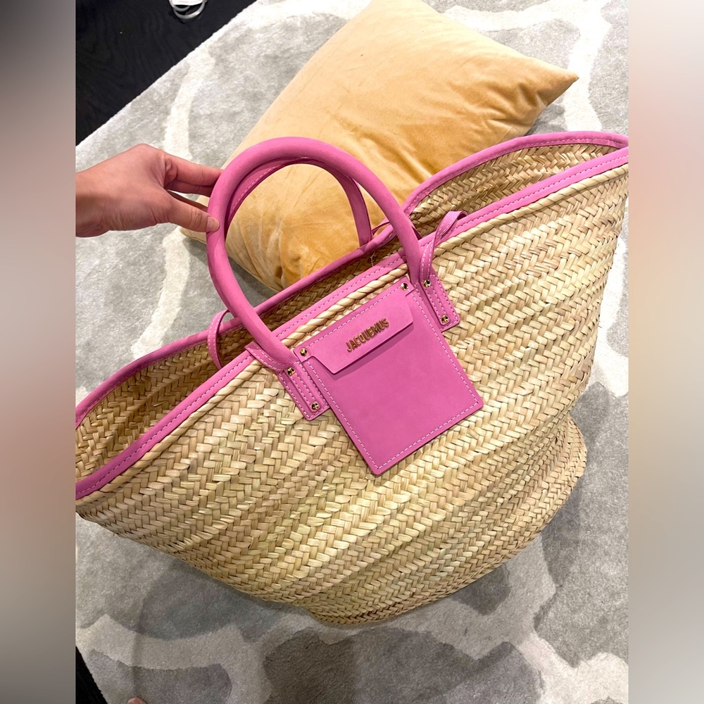 Jacquemus Le Panier Soleil Bag grande in Pink and Beige